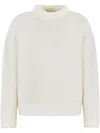 Emporio Armani Virgin Wool Allover Jacquard Striped Sweater In White