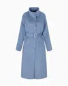 Emporio Armani Mock-neck Wool-blend Coat With Matching Belt