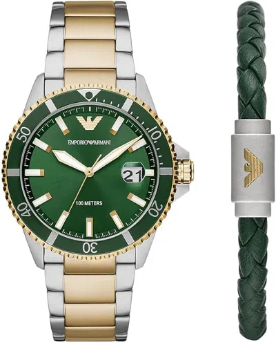 Emporio Armani Mod. Diver Special Pack + Bracelet Gwwt1 In Green