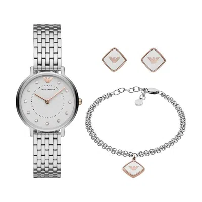 Emporio Armani Mod. Kappa Special Pack + Bracelet And Earrings Gwwt1 In White