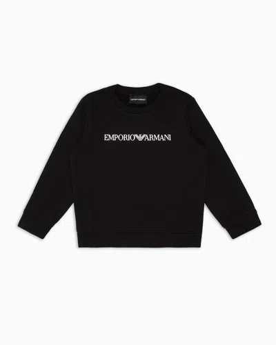 Emporio Armani Kids' Modal-blend Logo Sweatshirt In Black