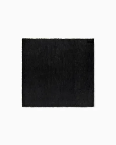 Emporio Armani Modal Blend Scarf With Jacquard Logo Signature Capsule In Black