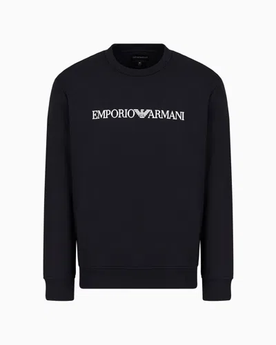 Emporio Armani Modal-blend Sweatshirt With Logo Print In Black