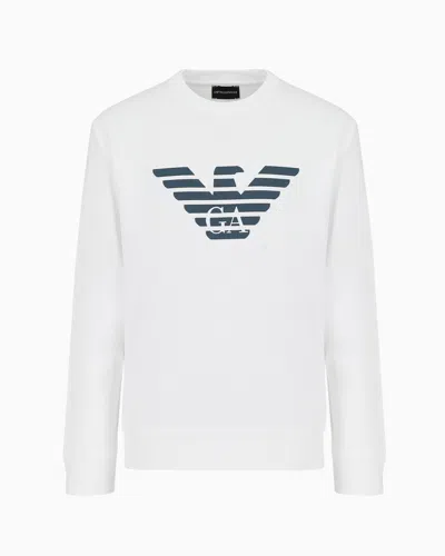 Emporio Armani Logo Print Long-sleeved Sweatshirt In White