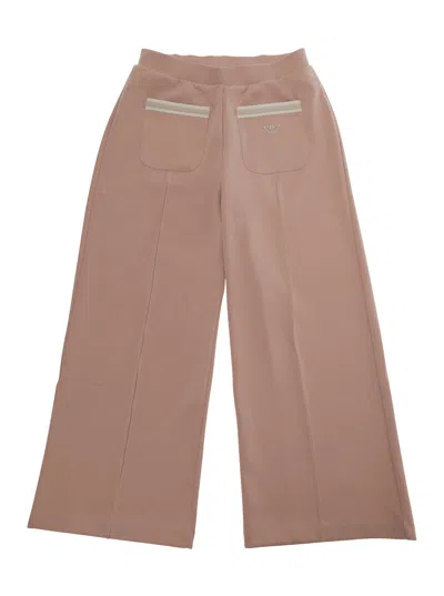 Emporio Armani Modal Blend Trousers In Pink