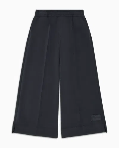 Emporio Armani Kids' Modal Jersey Flared Trousers With Elasticated Waist In Black