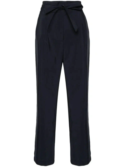 Emporio Armani Modal Pants With Coulisse In Blue