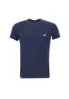 Emporio Armani Crew Neck Logo Embroidered Modal T-shirt In Blue