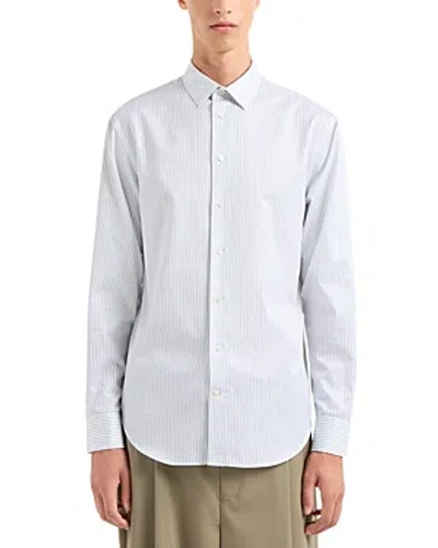 Emporio Armani Modern Fit French Collar Shirt In Solid Dark