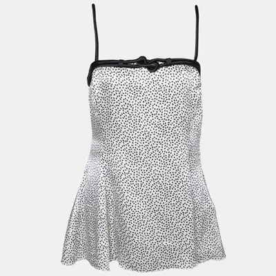 Pre-owned Emporio Armani Monochrome Printed Silk Cami Top M In White