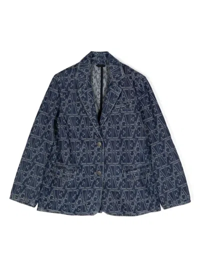 Emporio Armani Kids' Monogram Blazer In Blue
