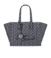 Emporio Armani Monogram Blue Écru Medium Shopping Bag