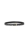 Emporio Armani Monogram Blue Ecru Reversible Belt In Black
