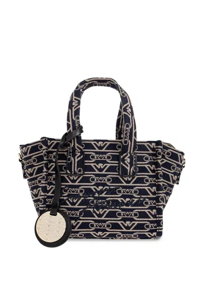 Emporio Armani Monogram Handbag In Denim