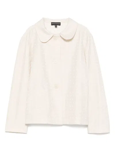 Emporio Armani Kids' Monogram-jacquard Blazer In Neutrals
