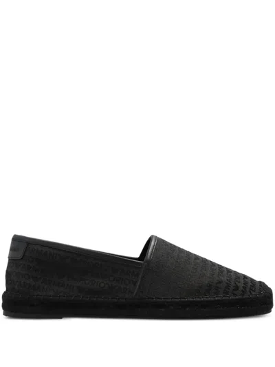Emporio Armani Monogram-jacquard Espadrilles In Black