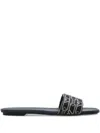 Emporio Armani Jacquard Canvas Sandals With All-over Monogram