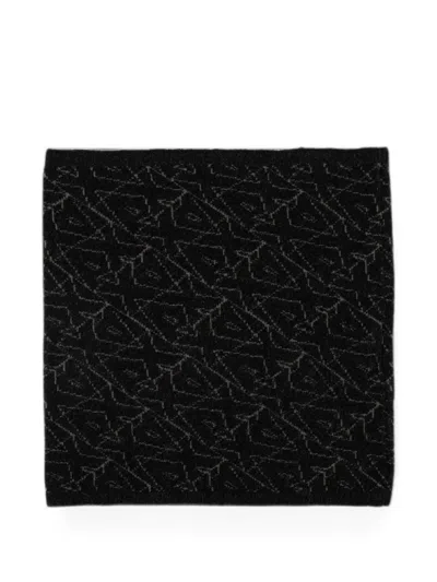 Emporio Armani Monogram Jacquard Scarf In Black