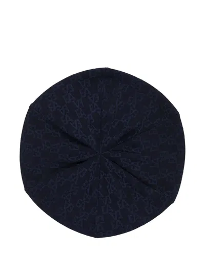 Emporio Armani Kids' Monogram-knitted Beret In Blue
