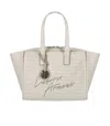 Emporio Armani Monogram Natural Medium Shopping Bag In Sand