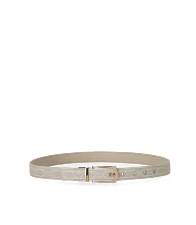Emporio Armani Monogram Natural Reversible Belt In Neutral