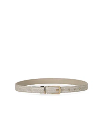 Emporio Armani Monogram Natural Reversible Belt In White
