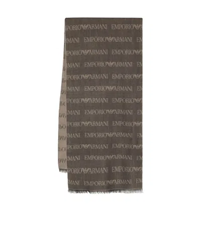 EMPORIO ARMANI EMPORIO ARMANI LOGO JACQUARD FRINGED SCARF