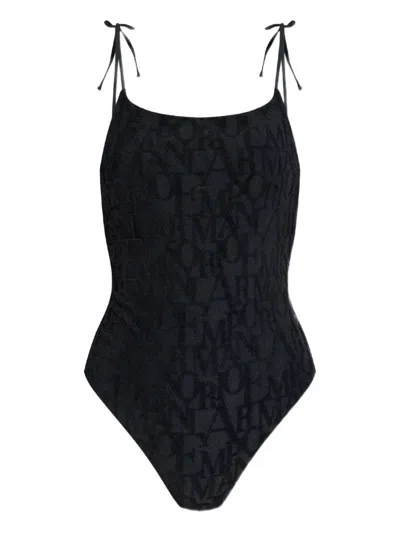 Emporio Armani Monogram-pattern Swimsuit In Black