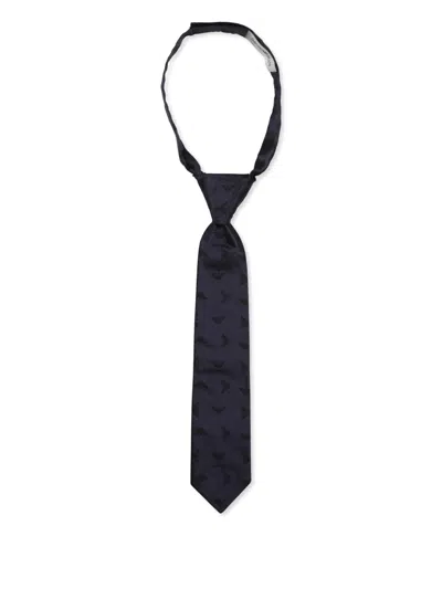 Emporio Armani Kids' Monogram-pattern Tie In Blue