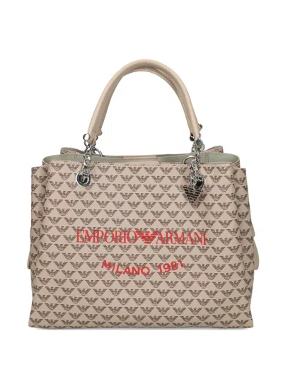 Emporio Armani Monogram-pattern Tote Bag In Neutrals
