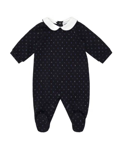 Emporio Armani Monogram-print Cotton Bodysuit In Black