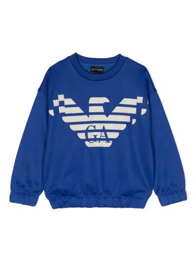 Emporio Armani Teen Boys Blue Cotton Eagle Sweatshirt