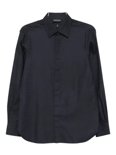 Emporio Armani Monogram-print Shirt In Blue