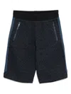 Emporio Armani Cotton-blend Jacquard Logo Shorts In Blue