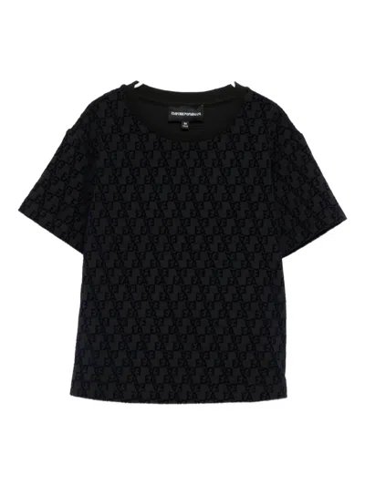 Emporio Armani Kids' Monogram T-shirt In Black