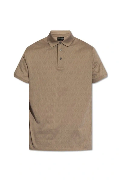 Emporio Armani Monogrammed Polo Shirt In Beige