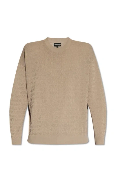 Emporio Armani Monogrammed Sweater In Beige