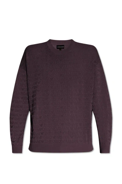 Emporio Armani Monogrammed Sweater In Purple