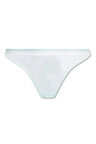Emporio Armani Monogrammed Thong In Green