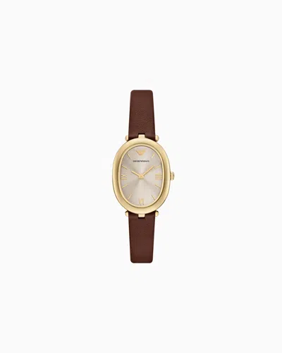 Emporio Armani Montres À Bracelet En Cuir In Gold