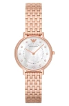 EMPORIO ARMANI MOTHER OF PEARL DIAL BRACELET WATCH, 32MM