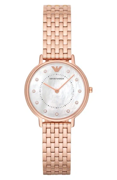 Emporio Armani Mother Of Pearl Dial Bracelet Watch, 32mm In Rose Gold