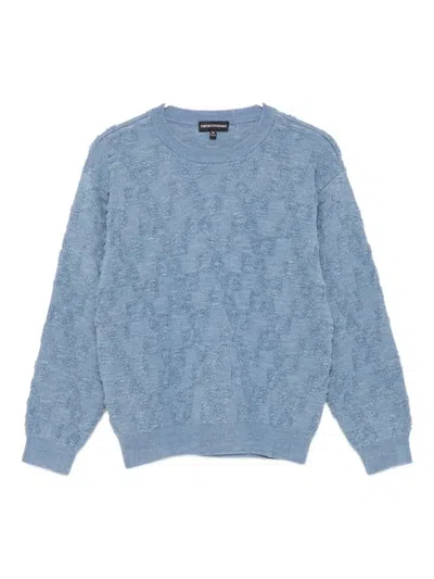 Emporio Armani Kids' Motif-intarsia Jumper In Blue