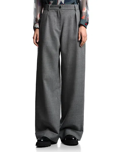 Emporio Armani Mouline Crepe Wool Trousers In Gray