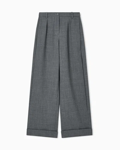EMPORIO ARMANI MOULINÉ WOOL CRÊPE TROUSERS WITH DARTS