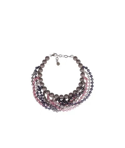 Emporio Armani Pearls And Stones Necklace In Gray
