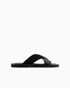 Emporio Armani Multi-striped Suede And Leather Cross-over Sandals In Black