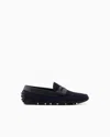 Emporio Armani Official Store Driver-mokassins Aus Mikroperforiertem Veloursleder In Black