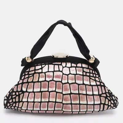 Pre-owned Emporio Armani Multicolor Croc Print Leather Frame Satchel