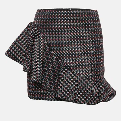Pre-owned Emporio Armani Multicolor Geometric Jacquard Ruffled Mini Skirt S